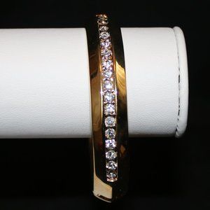 Gold Tone Bangle Bracelet w/ 19 Rhinestones